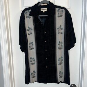 Tropical Vibes Black and Cream Button-Down Shirt